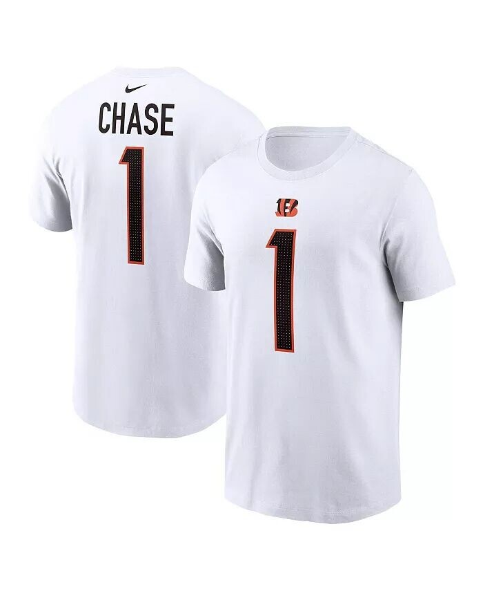 

Мужская белая футболка Ja'Marr Chase Cincinnati Bengals с именем и номером игрока Nike