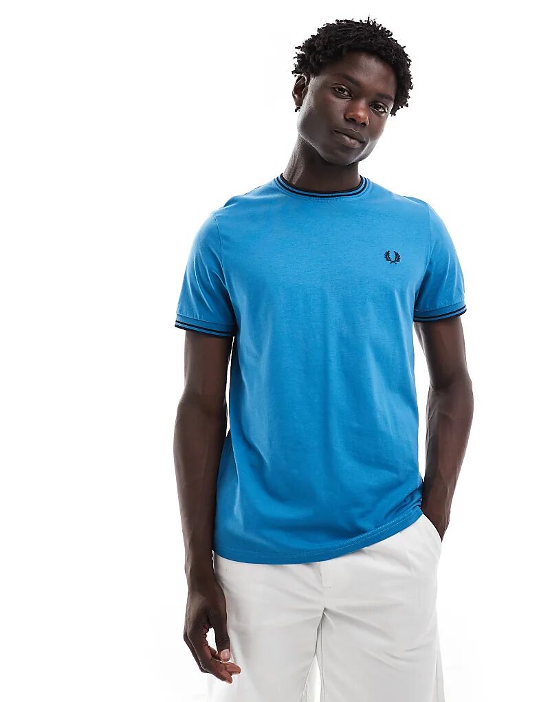 

Футболка с двойным кантом синего цвета Fred Perry