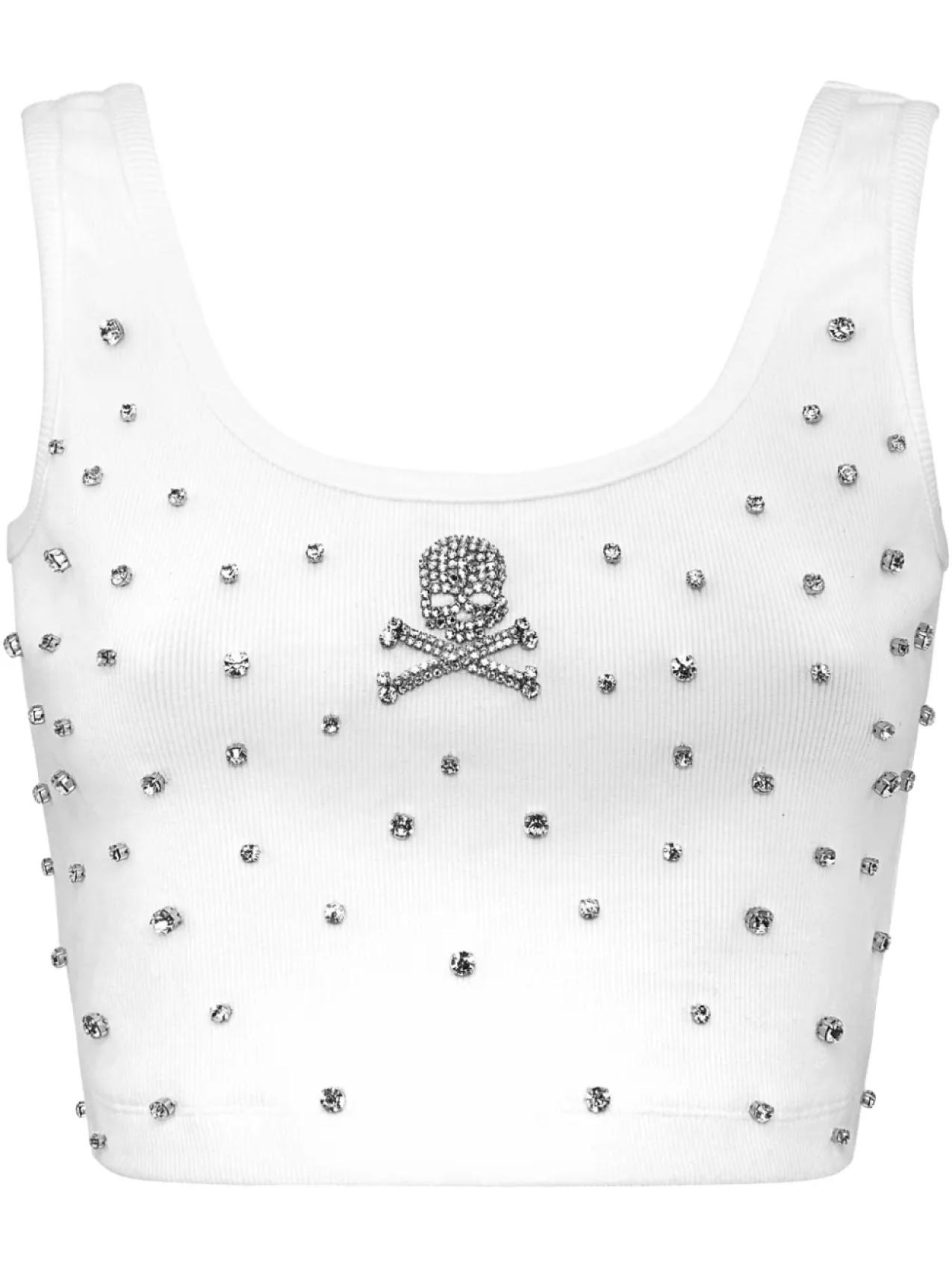 

Топ из джерси, украшенный стразами от Philipp Plein, белый