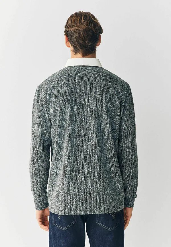 Регбийная рубашка-поло стандартного кроя Next, Grey Herringbone — фото 3