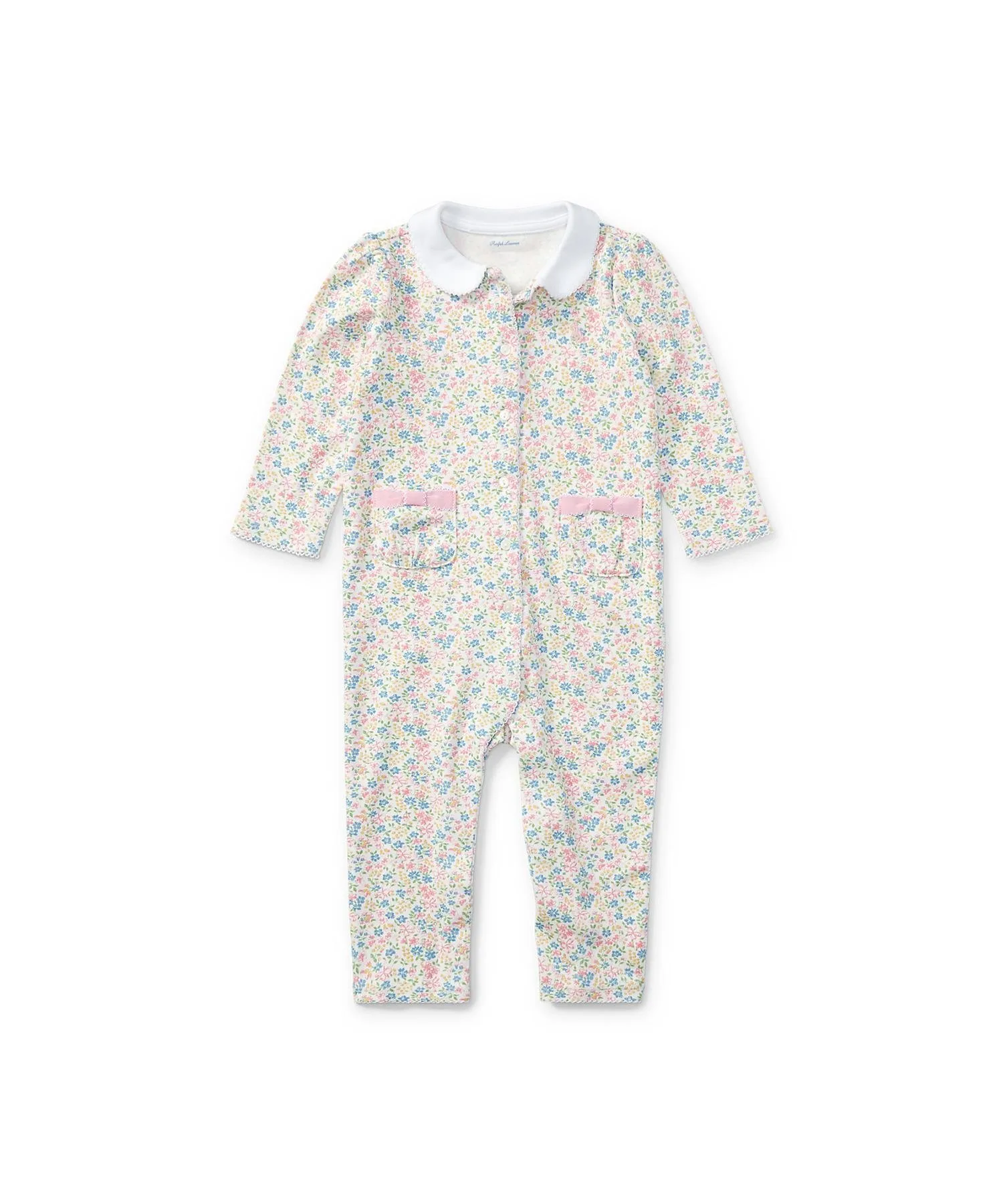 Детский хлопковый комбинезон с цветочным принтом Polo Ralph Lauren, 100 White