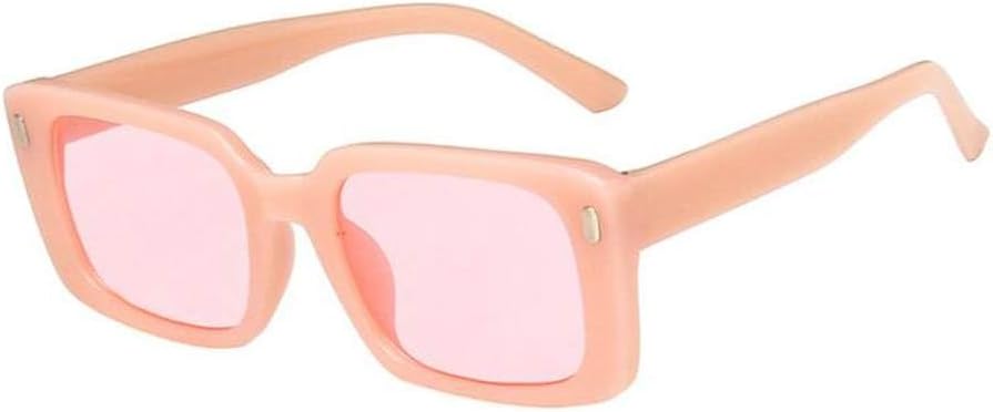 

Винтажные желтые прямоугольные солнцезащитные очки для женщин, модные солнцезащитные очки с заклепками, классические квадратные очки с защитой от УФ-излучения UV400 LVTFCO, Pink Pink