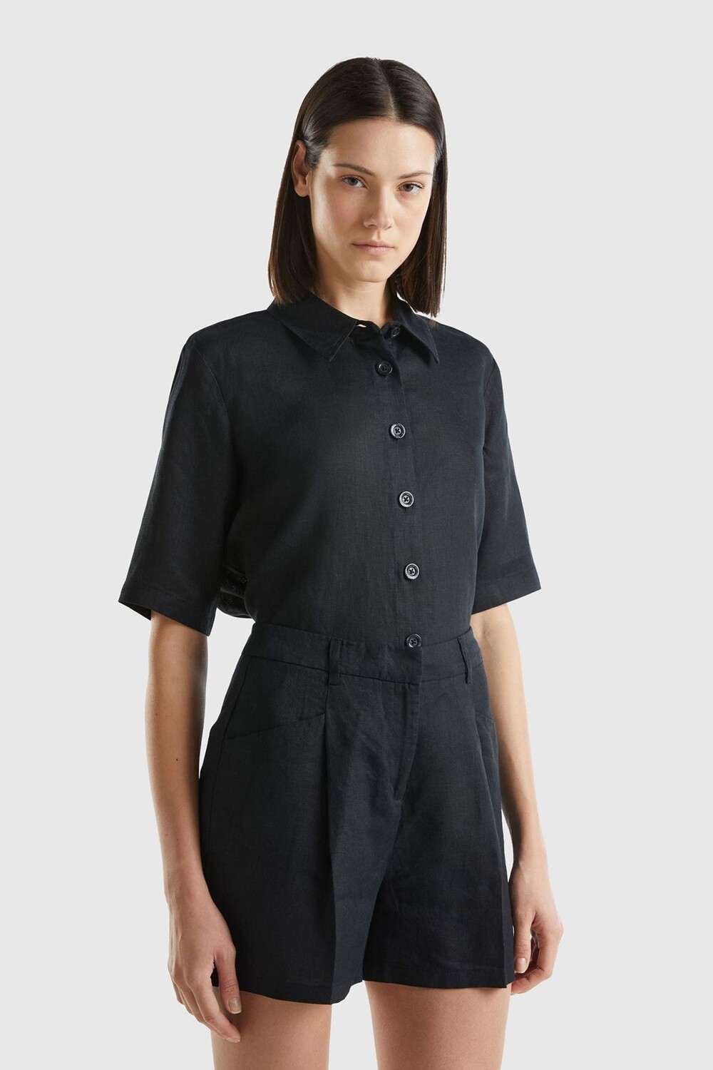 

Льняная рубашка Benetton, черный