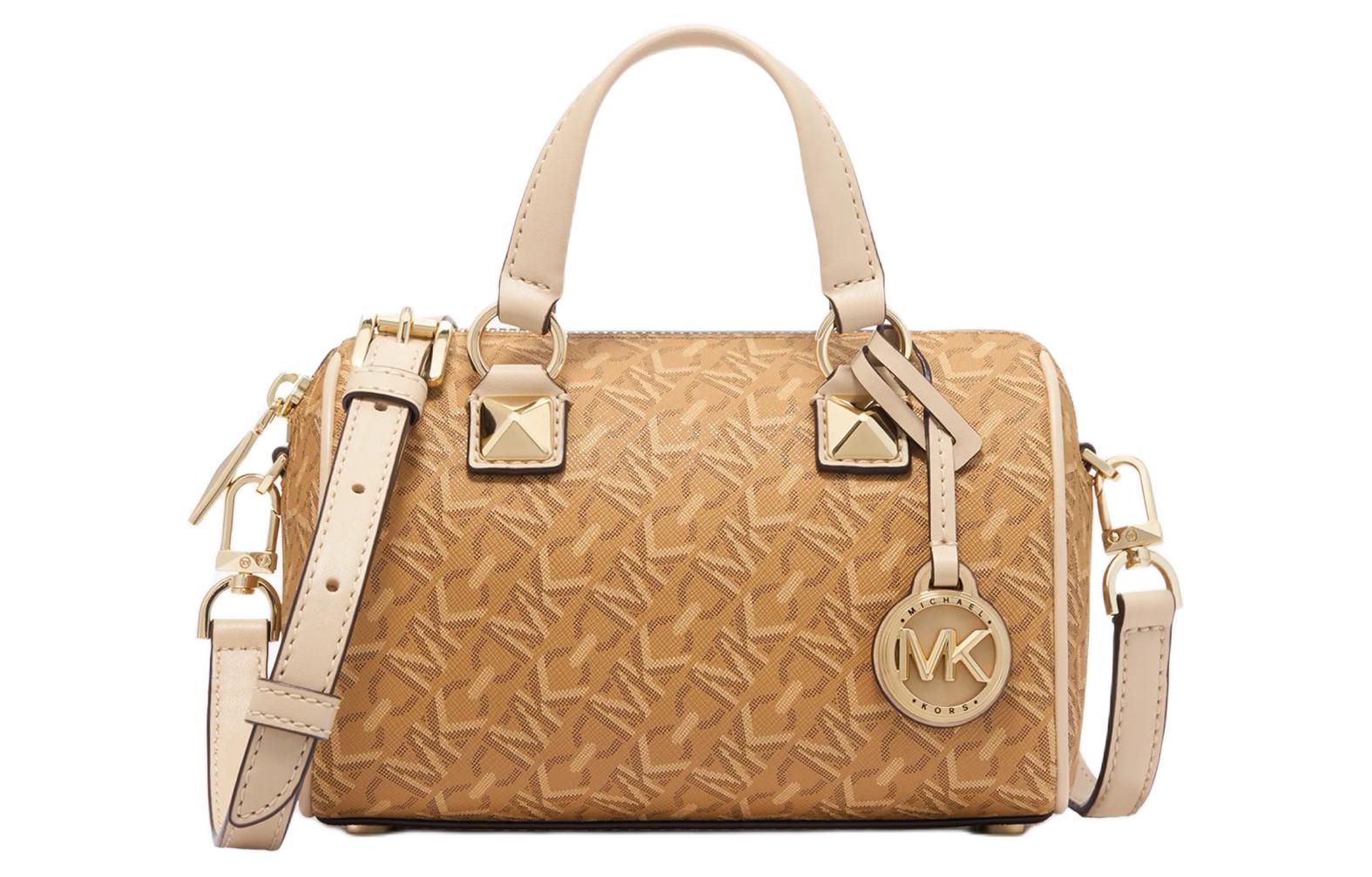 

MICHAEL KORS Сумка Grayson из искусственной кожи Boston Bag, Handbag, Shoulder Bag, Crossbody Bag Small Women's Peanut