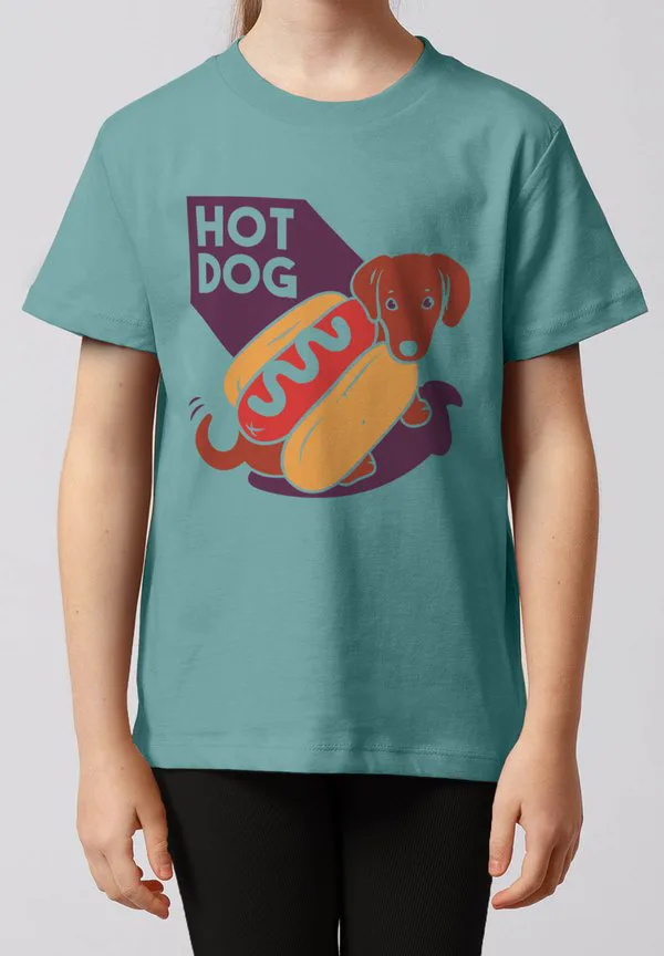 Футболка с принтом хот-дога Watapparel, Teal Monstera