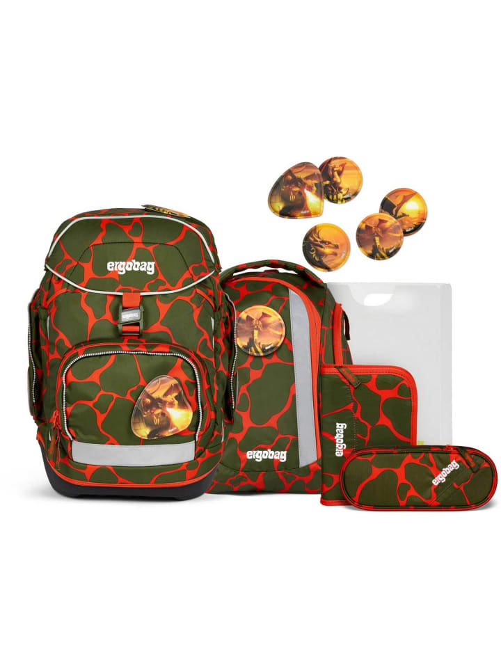 

Ergobag Набор школьных рюкзаков, 6 предметов, «Огнедышащий медведь 2024», зеленый