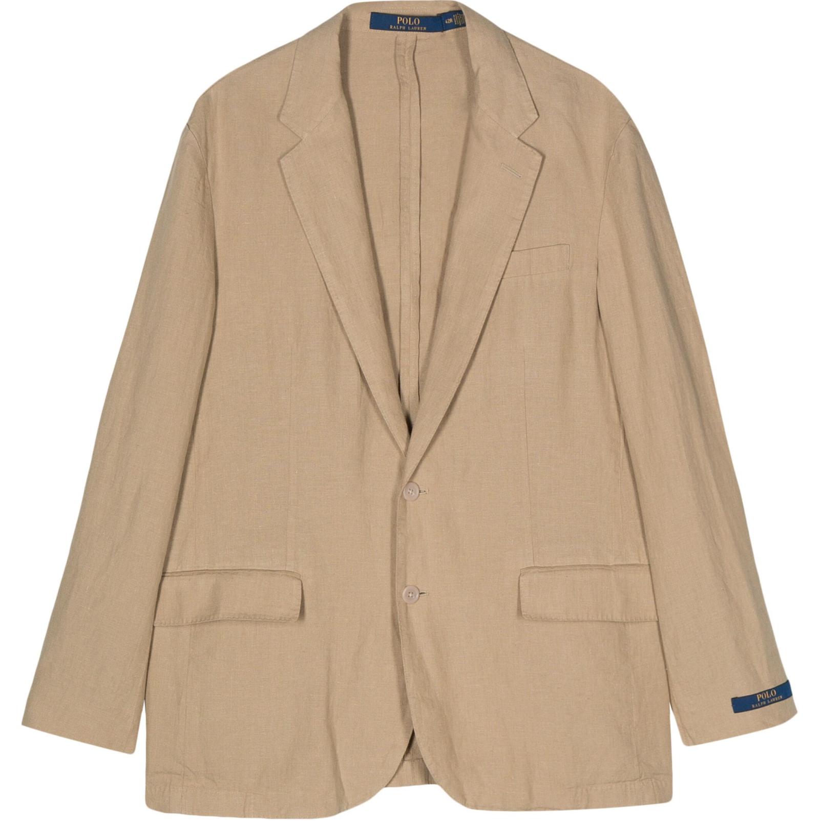 

Однобортный льняной пиджак Polo Ralph Lauren, коричневый
