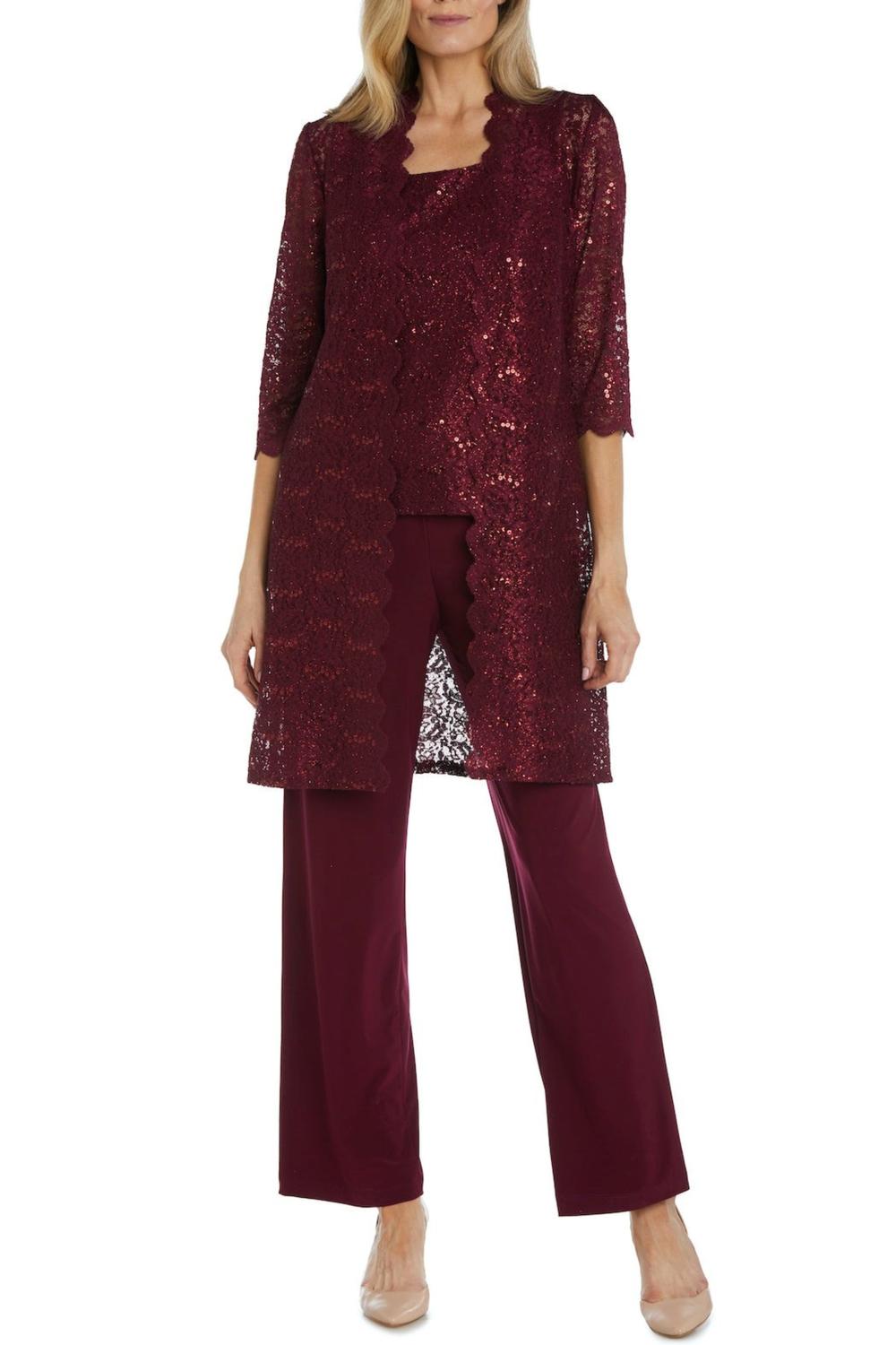

Комплект из 3 предметов с кружевом и рукавом 3/4 в цвете мерло R&M Richards, Merlot