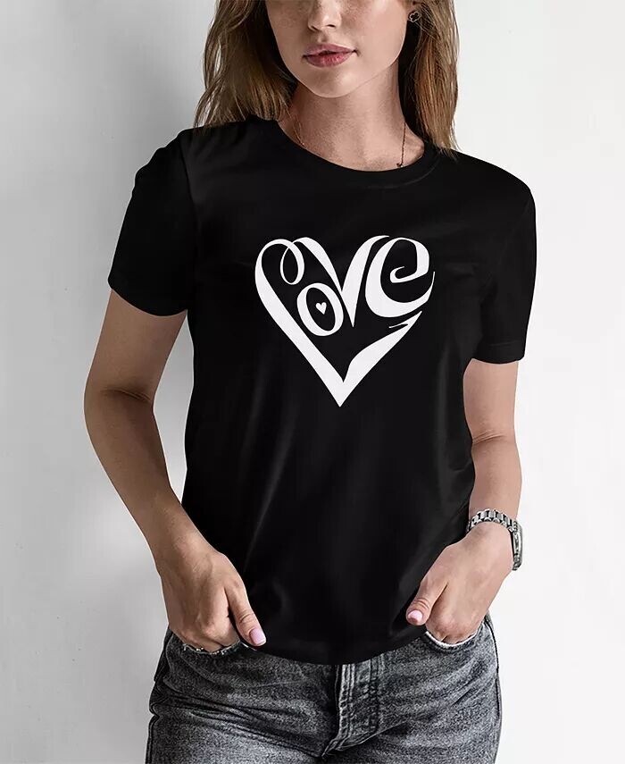 

Женская футболка с надписью Word Art Script Love Heart LA Pop Art, черный