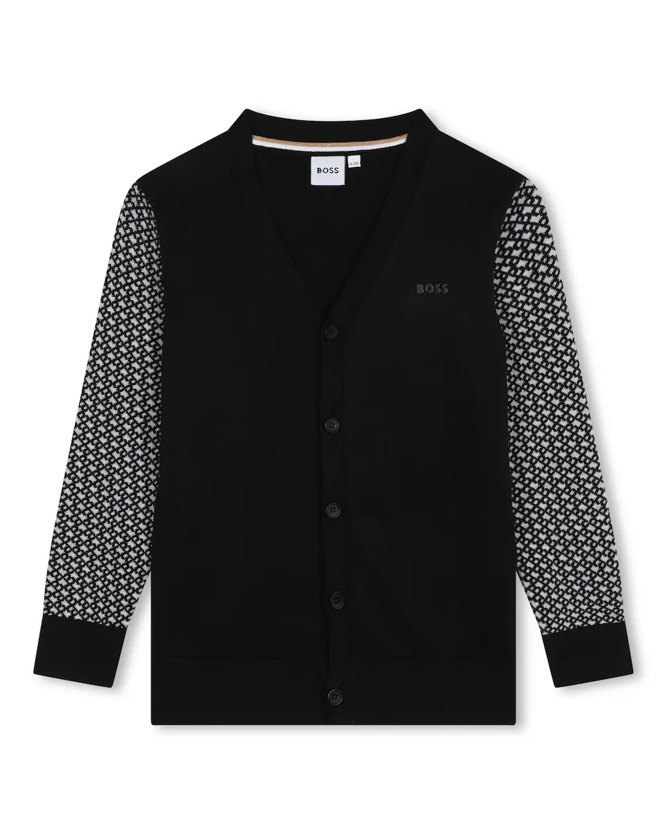 

Куртка для мальчика с контрастными рукавами и застежкой на пуговицы BOSS Kidswear, черный