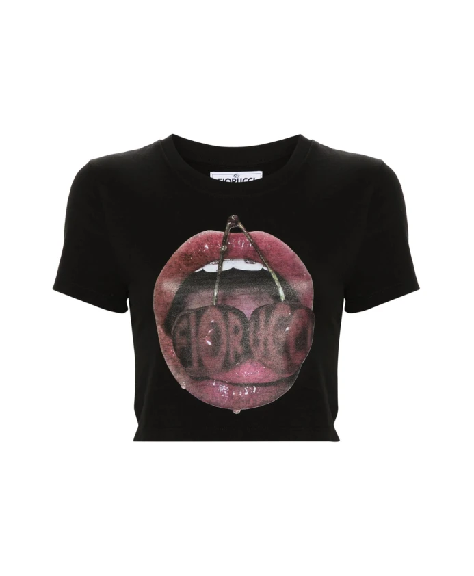 

Футболка с графическим принтом и круглым вырезом Fiorucci, черный