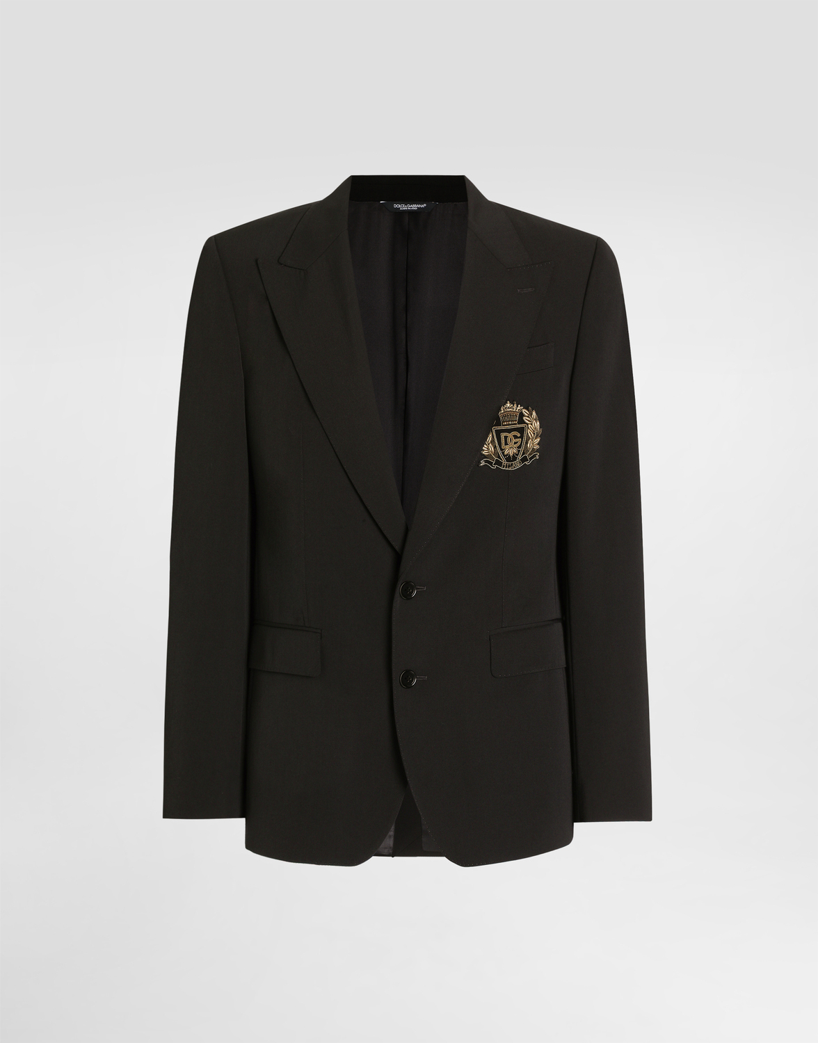 Легкий однобортный пиджак sicilia из эластичной шерстяной ткани Dolce & Gabbana, черный