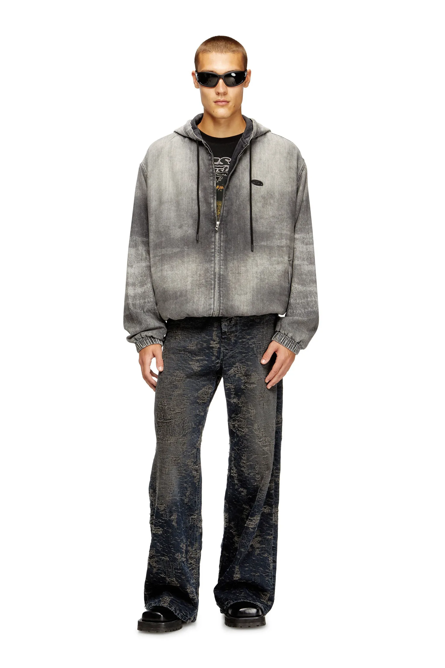 Мужская джинсовая куртка-блузон D-OFFY-S Diesel, цвет Black