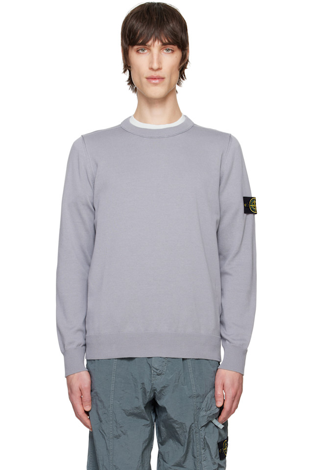 

Мягкий свитер из органического хлопка с круглым вырезом Stone Island, серый