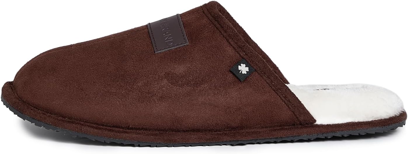 Мужские домашние тапочки Lucky Brand из микровельвета с мягкой подкладкой, коричневый — фото 2