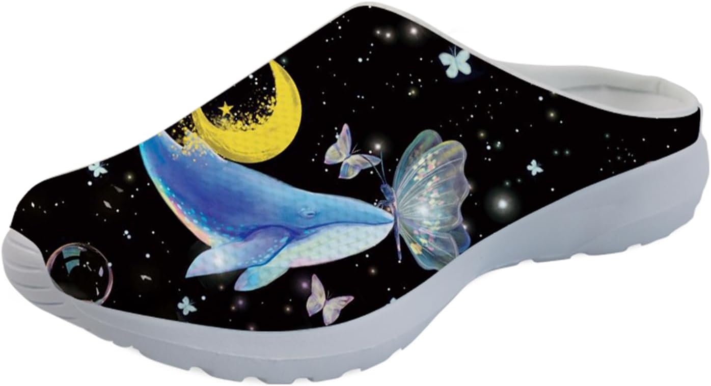 

GLENLCWE Blue Dolphin Butterfly Мужские садовые сабо, женские слоги с мягкой сеткой Mules Сандалии для ходьбы Легкая обувь для медсестры