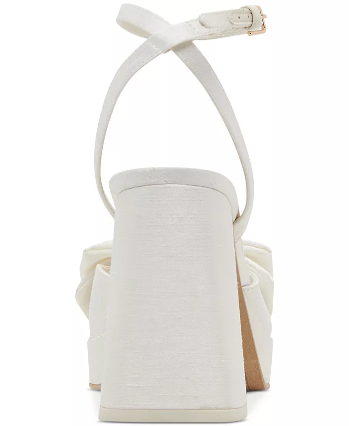 Женские босоножки на каблуке Patton Two-Piece Pearl Bow из сатина с бантом из жемчуга Dolce Vita, белый — фото 3