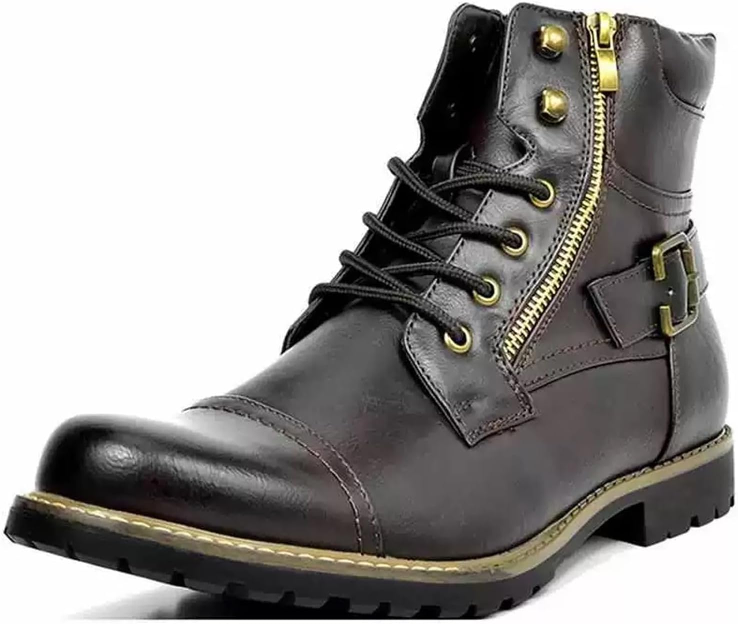 

Повседневные ботильоны на шнуровке с боковой молнией, устойчивые к повреждениям, в стиле челси, ретро-оксфорды, мужские классические туфли Generic, коричневый