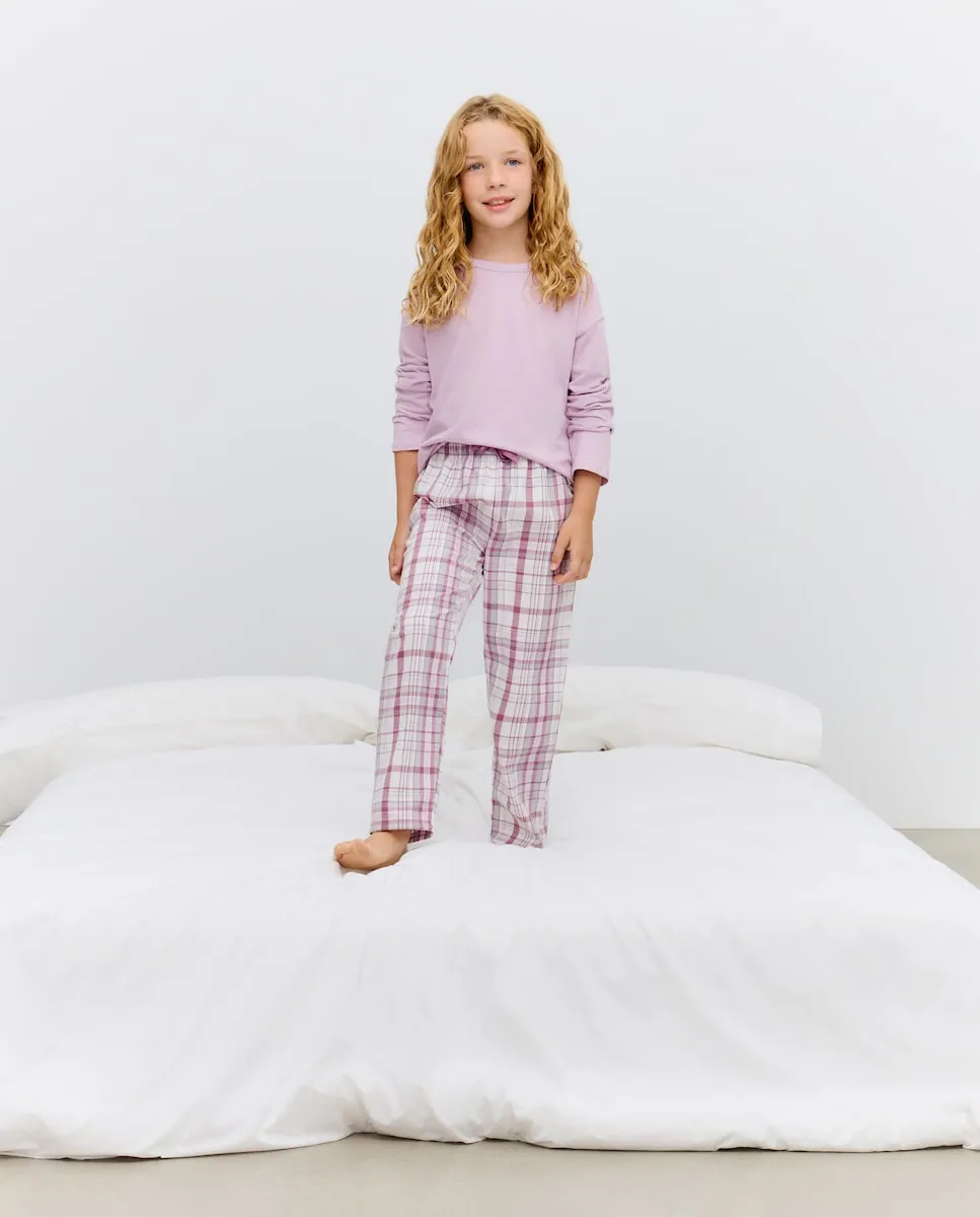 

Длинные брюки в клетку с люрексом для девочки Cotton Juice, коричневый