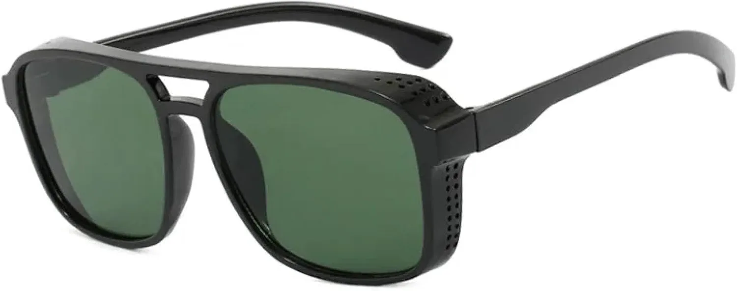 

Солнцезащитные очки с двойной перемычкой для женщин, ретро-очки, защита от УФ-излучения UV400, модные оранжево-желтые очки для мужчин VVTWSSW, Black-green