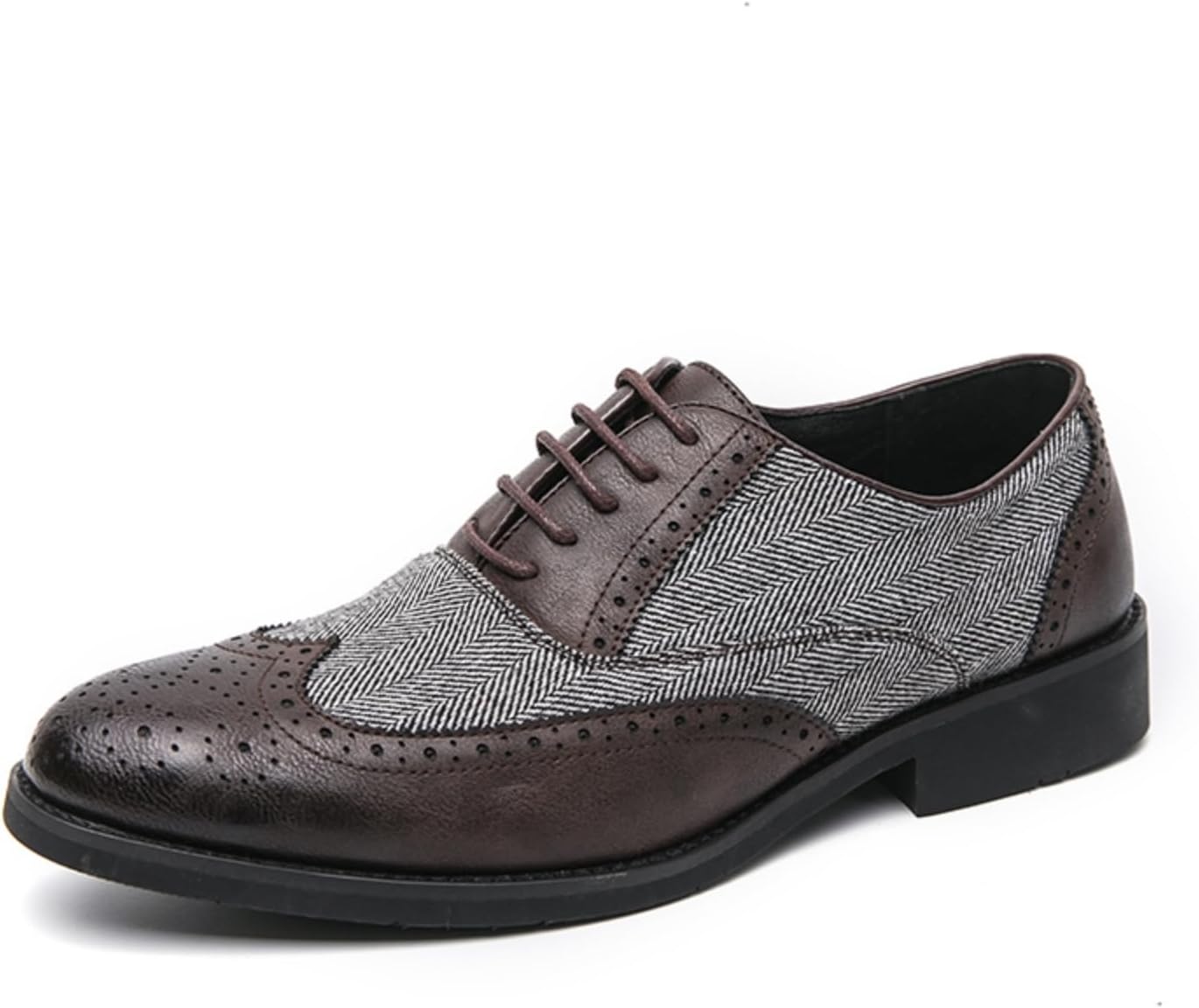 

Мужские оксфорды из двухцветной кожи с заплатками Qwuieoin, коричневый