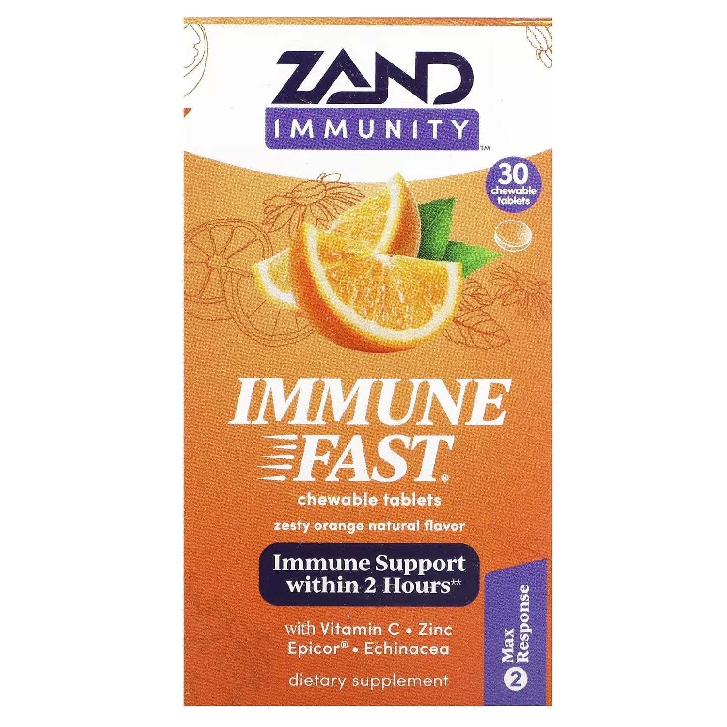 

Добавка Zand Immune Fast апельсин, 30 жевательных таблеток
