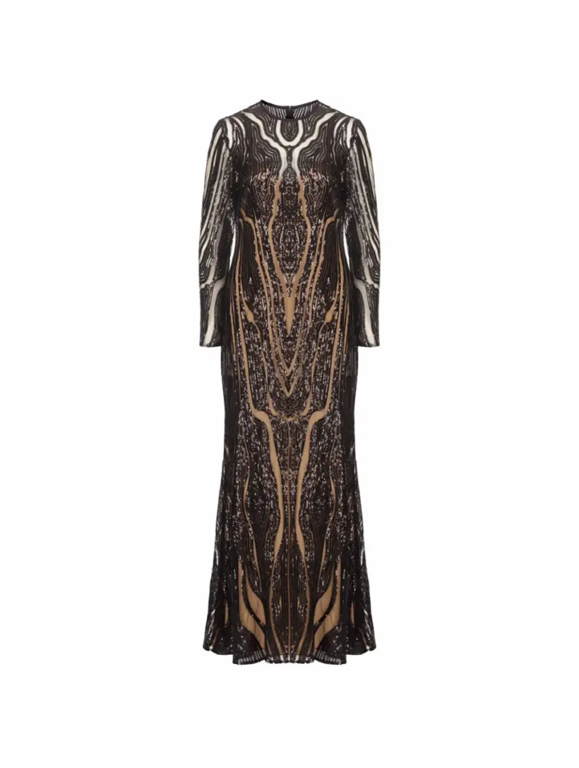 

Платье с вышивкой Obsidian Elie Saab, черный