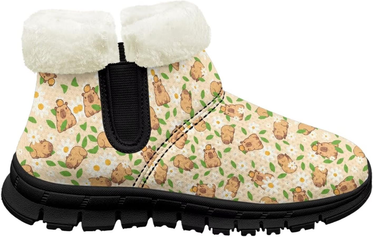 

Ботинки на щиколотке для девочек с меховой подкладкой, теплые зимние нескользящие ботинки для вечеринок и праздников Pointodoor, Capybara Daisy