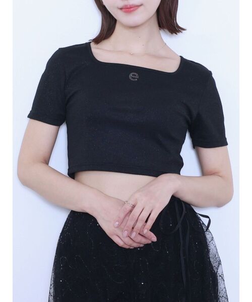 

Футболка с логотипом из стразов EATME, черная