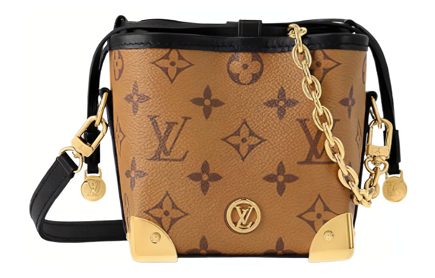 

LOUIS VUITTON Кожаная сумка Noe, ведерко, кроссбоди, через плечо, женская brown