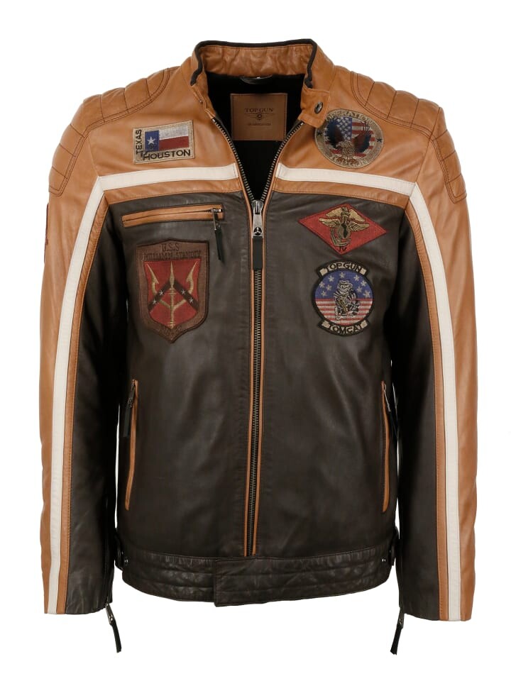 

Кожаная куртка TOP GUN, цвет dunkelbraun/cognac