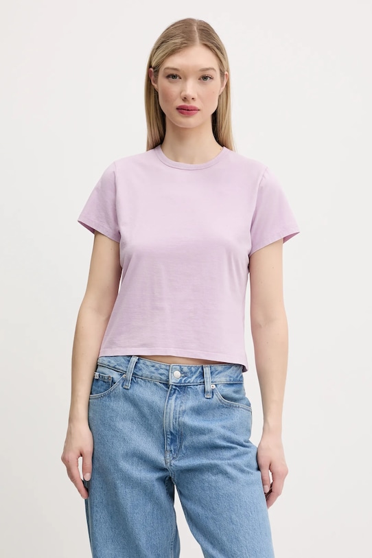 

Хлопковая футболка Abercrombie & Fitch, фиолетовый
