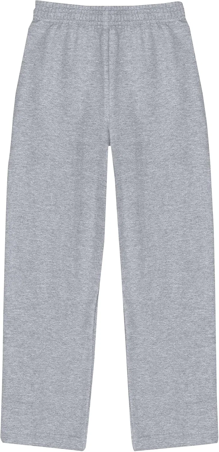 Детские спортивные штаны Hanes EcoSmart с открытыми штанинами, из флиса средней плотности с карманами, Light Steel — фото 3