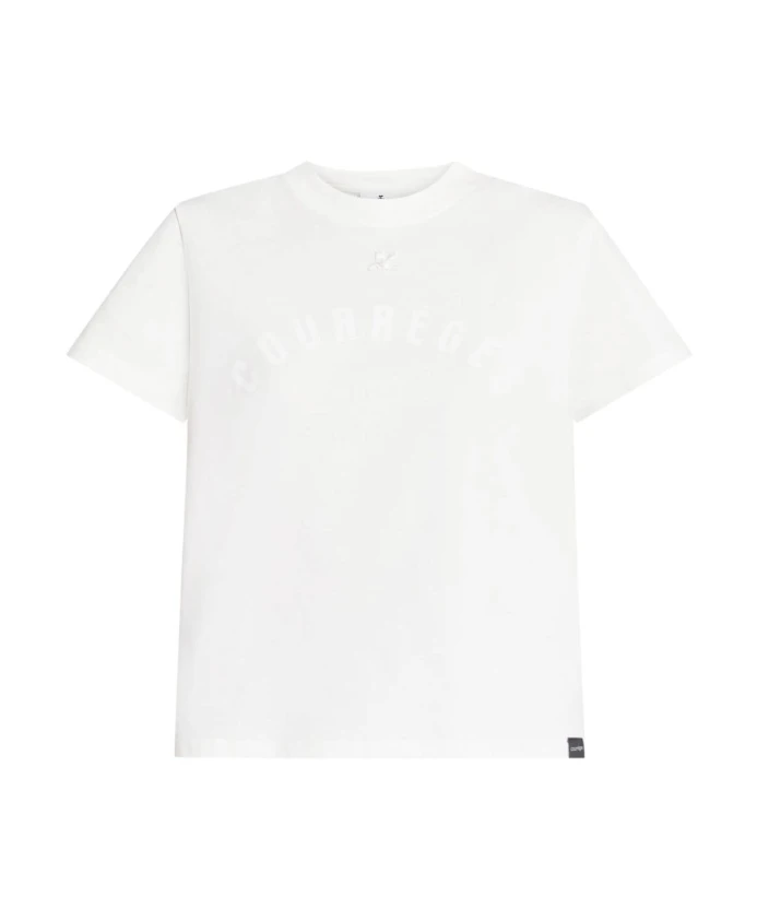 

Хлопковая футболка с логотипом Courrèges, белый