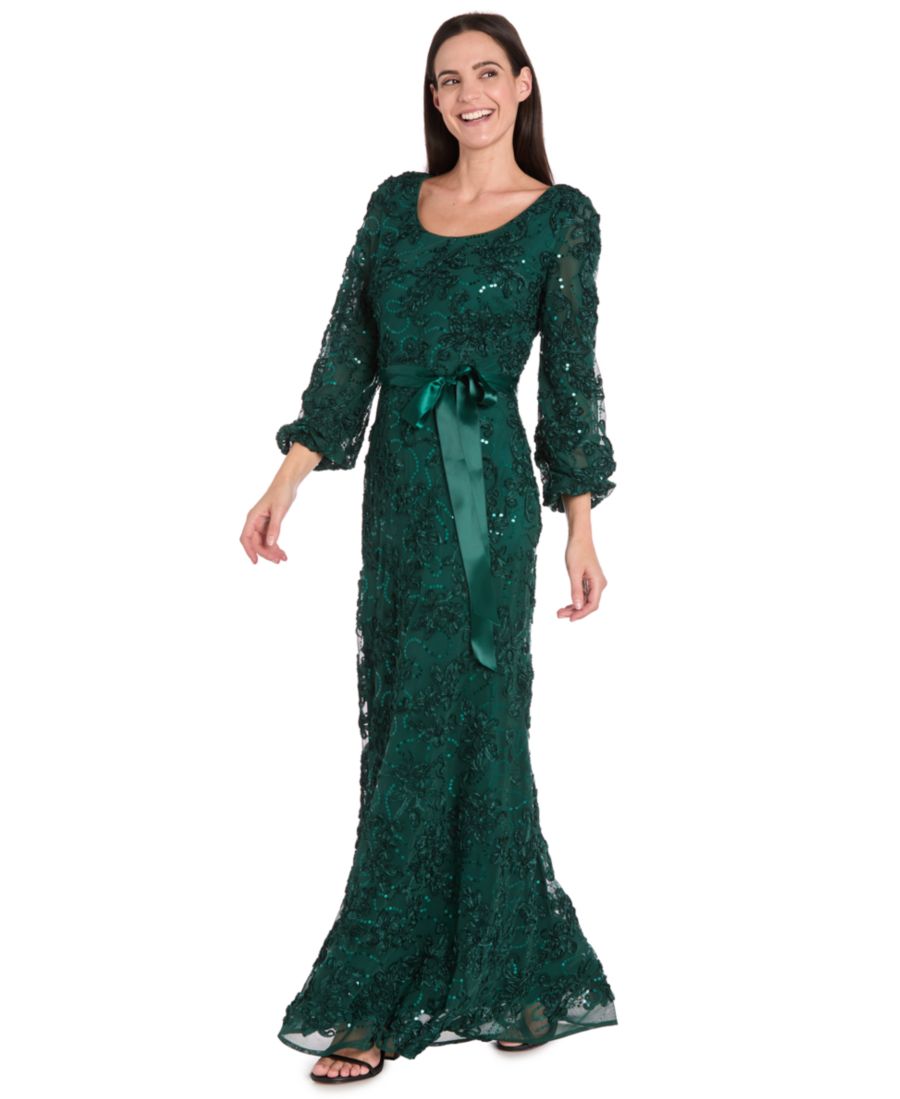 

Женское длинное платье из эластичного сутажного кружева R & M Richards, Hunter