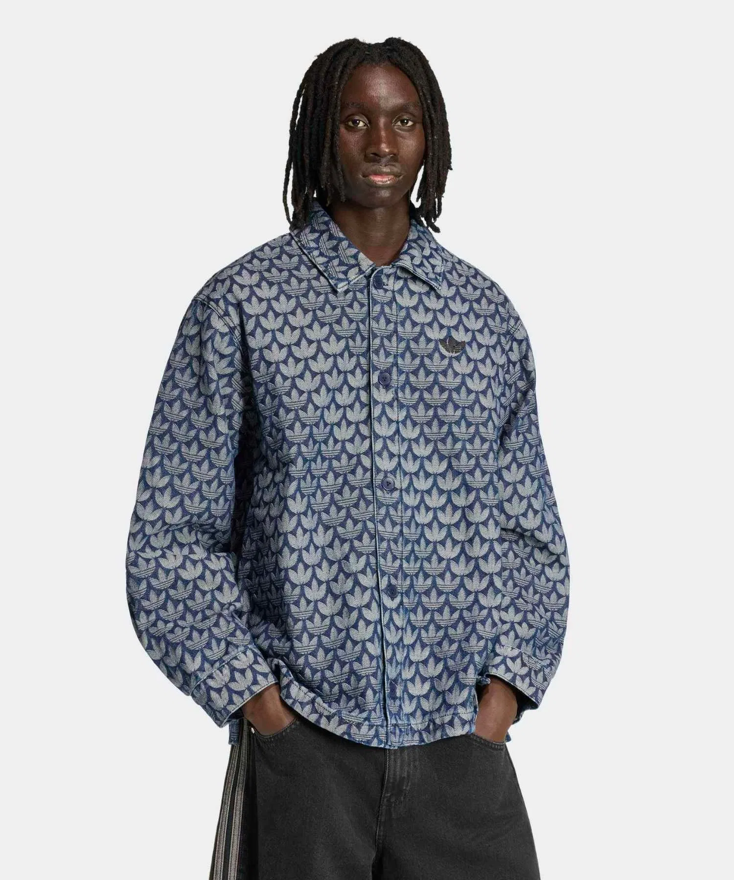 Унисекс рубашка Adidas Originals деним с монограммой синяя