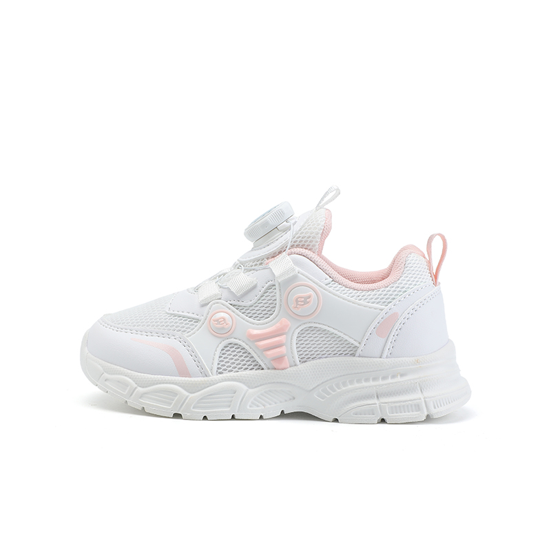 

Дышащие легкие амортизирующие низкие повседневные кроссовки детские B.Duck, белый/розовый