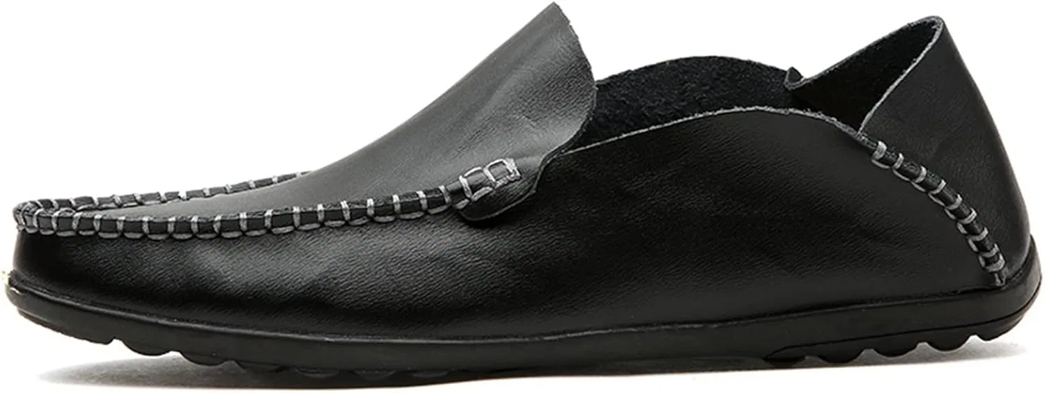 Лоферы мужские Leather Comfortable Lightweight Resistant Fashion Slip On, Black — фото 2