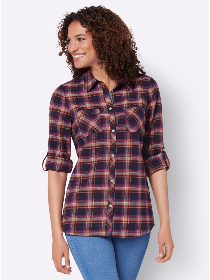 

Фланелевая блузка в темно-синюю клетку с меланжевым принтом WITT WEIDEN