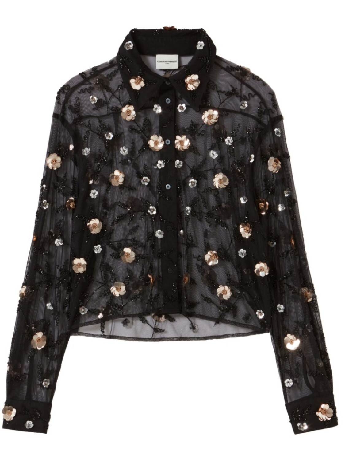 

Вышитая прозрачная рубашка Claudie Pierlot, черный