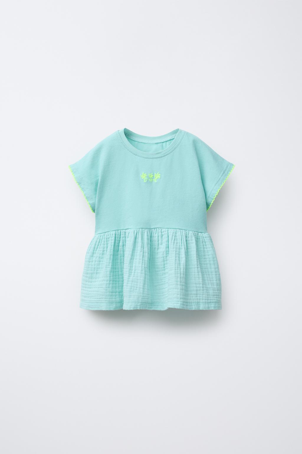 

Фактурная блузка с вышивкой ZARA, цвет Turquoise