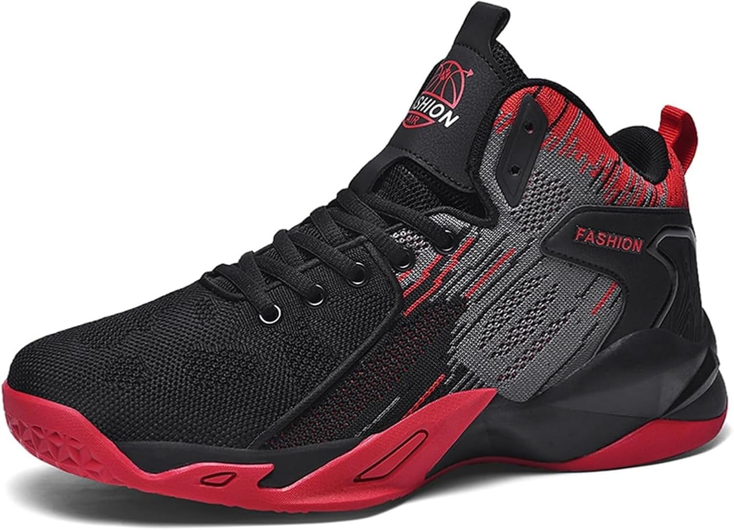 

Мужские высокие кроссовки для баскетбола, модные беговые кроссовки, противоскользящие тренировочные спортивные туфли на шнуровке для мужчин, обувь для активного отдыха Generic, красный