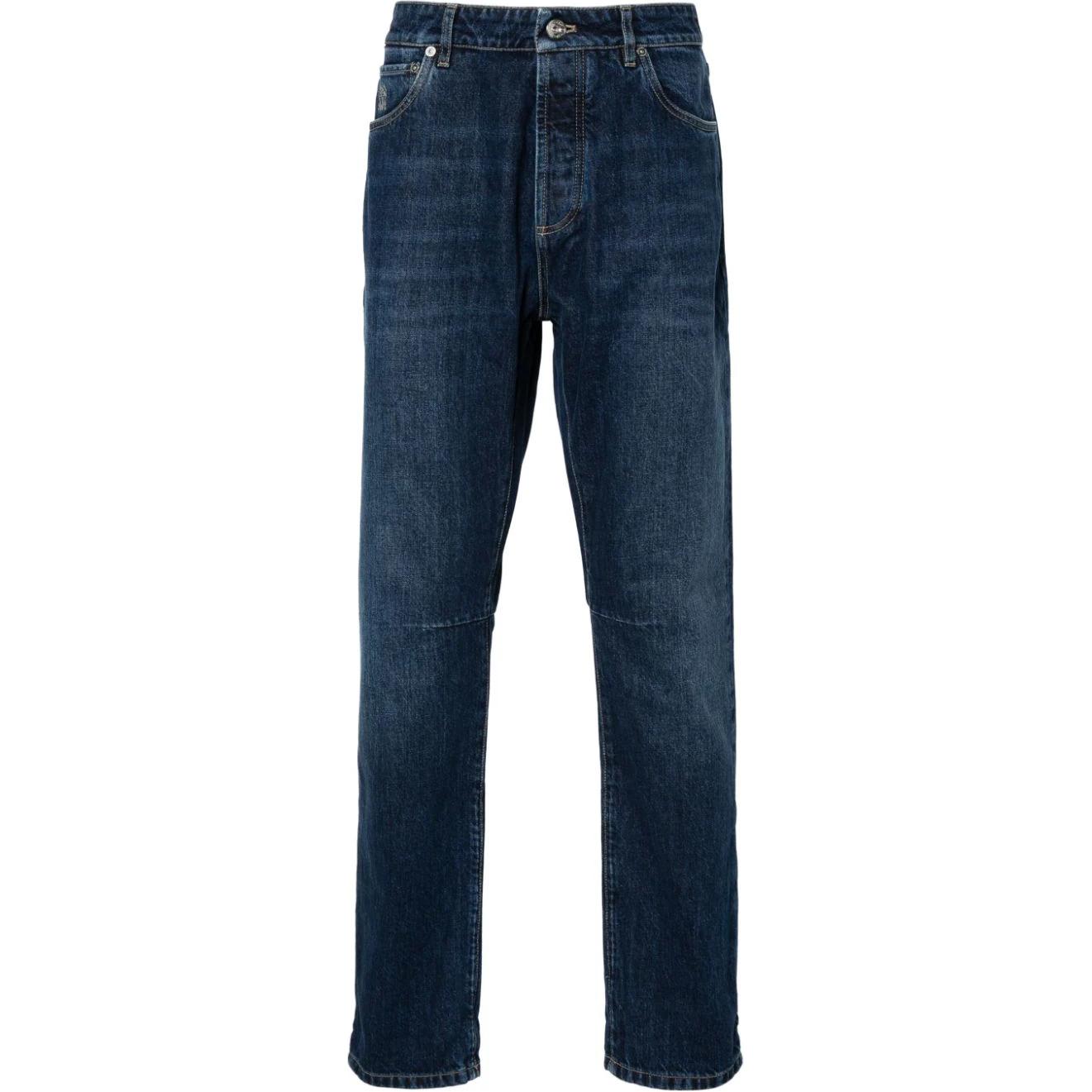 

Джинсы Slim Fit со средней посадкой и прямыми штанинами Brunello Cucinelli, индиго