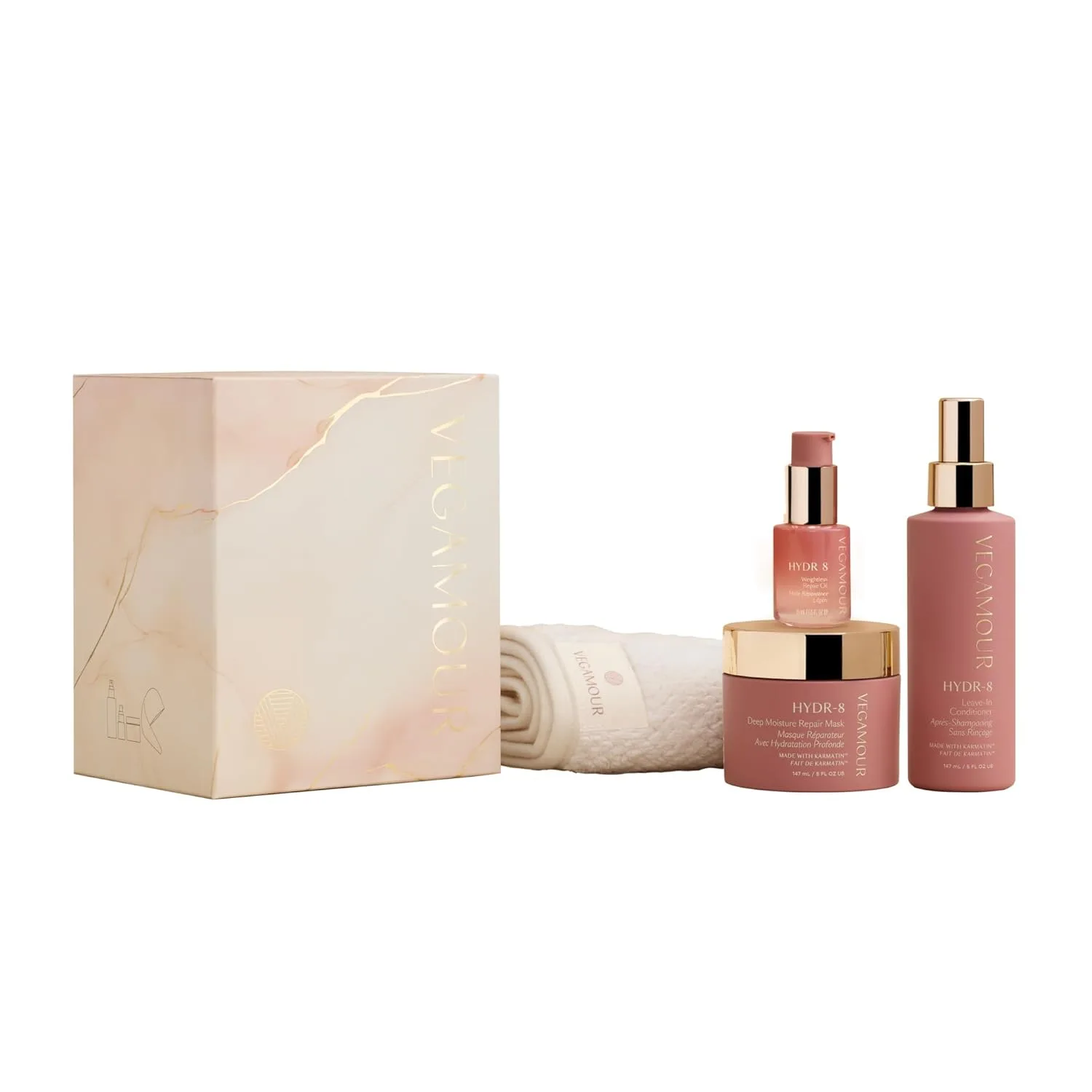 Набор VEGAMOUR HYDR-8 Restorative Ritual Kit - увлажняющая маска, восстанавливающее масло и кондиционер несмываемый