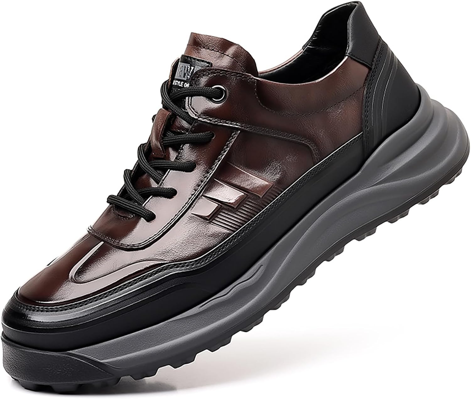 

Мужские кроссовки из натуральной кожи на шнуровке, с плоской подошвой, для свободного времени, модные, с круглым носком, без шнурков, с мягкой подошвой, оксфорды для вождения и работы в офисе Faglkak, коричневый