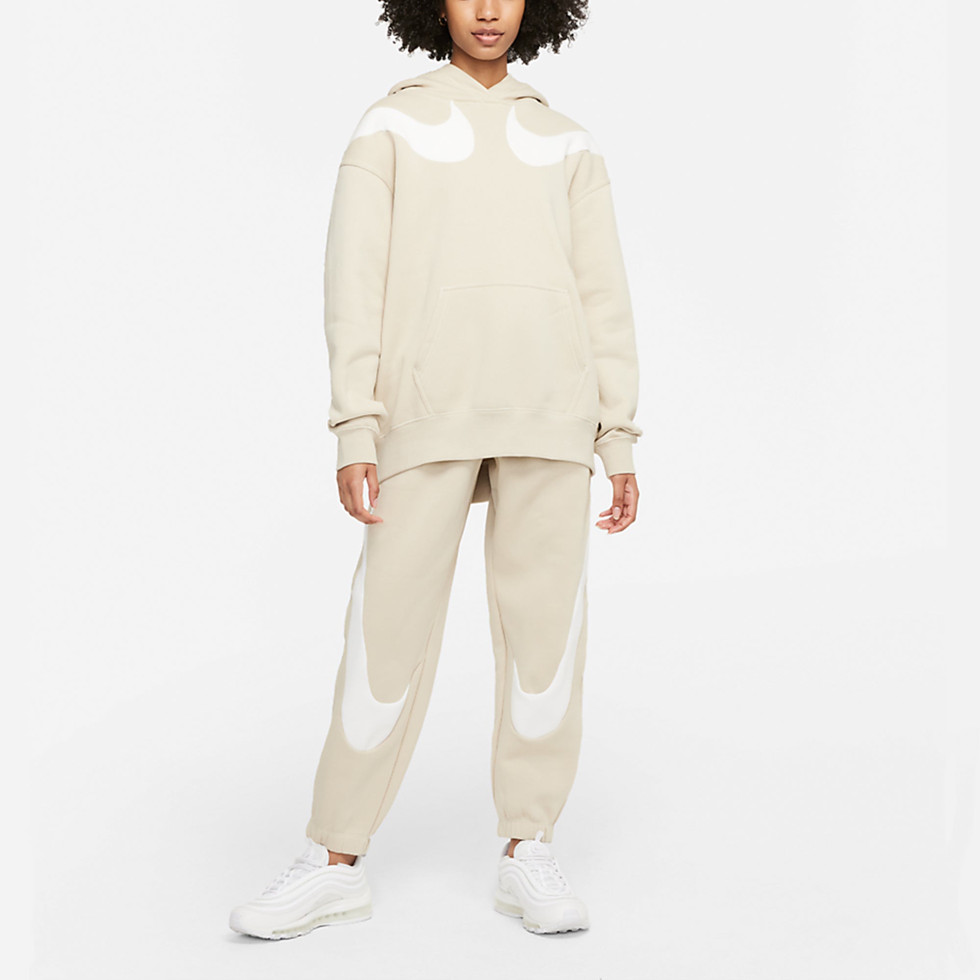 (WMNS) Nike As W Nsw Swsh Flc Gx Худи Повседневная спортивная вязаная толстовка из флиса Кремово-белый — фото 3