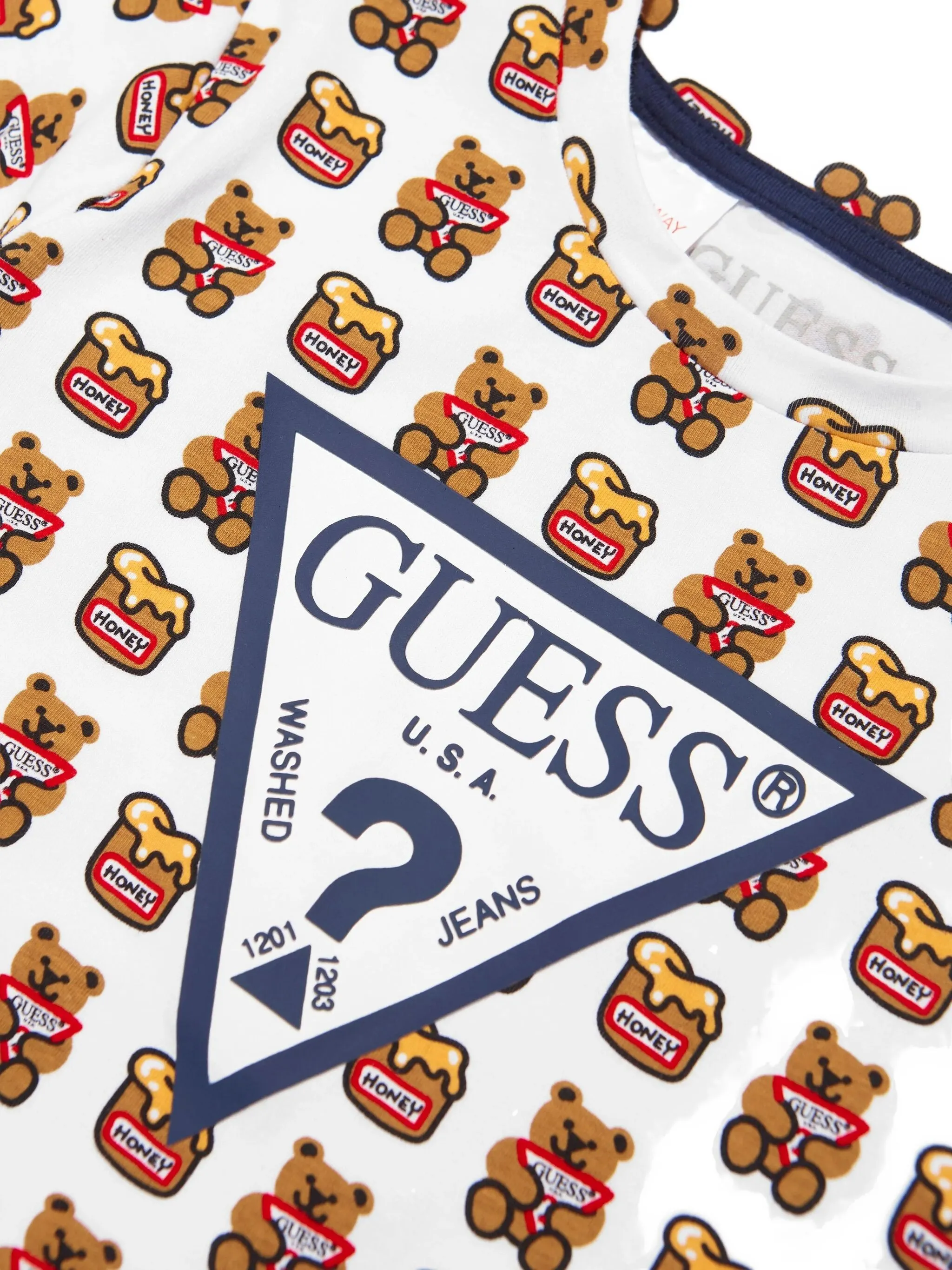 Футболка с принтом honey bear Guess Kids, белый — фото 4