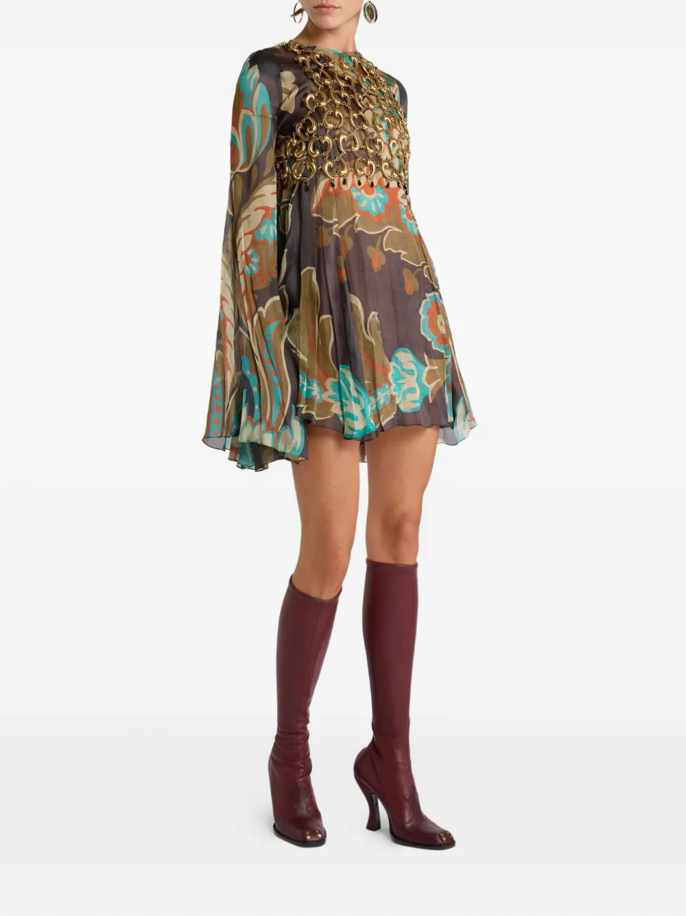 Укороченный топ с пейсли и цепочками Etro, нейтральный — фото 2