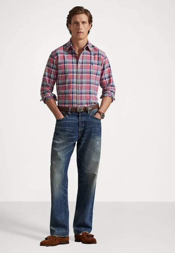 Рубашка оксфордская tattersall, сшитая на заказ Polo Ralph Lauren, Pink/Blue Multi — фото 2
