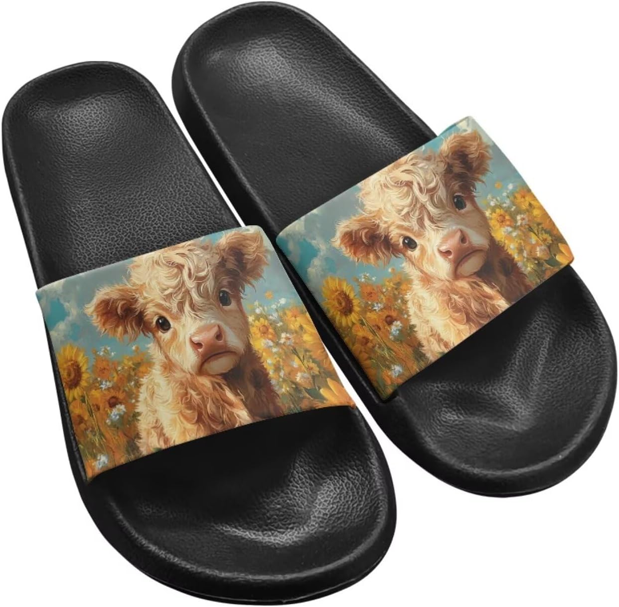 

Шлепанцы для женщин и мужчин, с мягкой подошвой, пляжные, бассейные, для душа, легкие, для дома и улицы Getelinseng, Highland Cattle